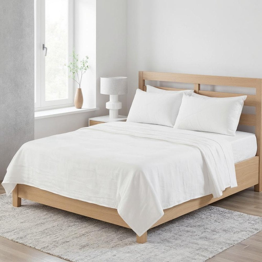Ivory Linen Full Double Flat Sheet HomeRoots