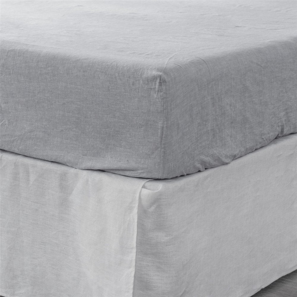 Light Gray Linen King Fitted sheet HomeRoots