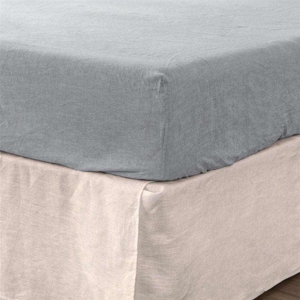 Light Gray Linen King Fitted sheet HomeRoots