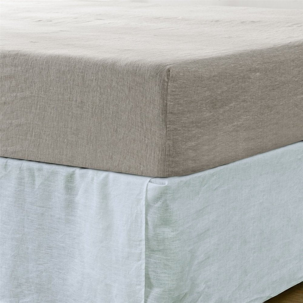 Light Gray Linen Twin Fitted Sheet HomeRoots