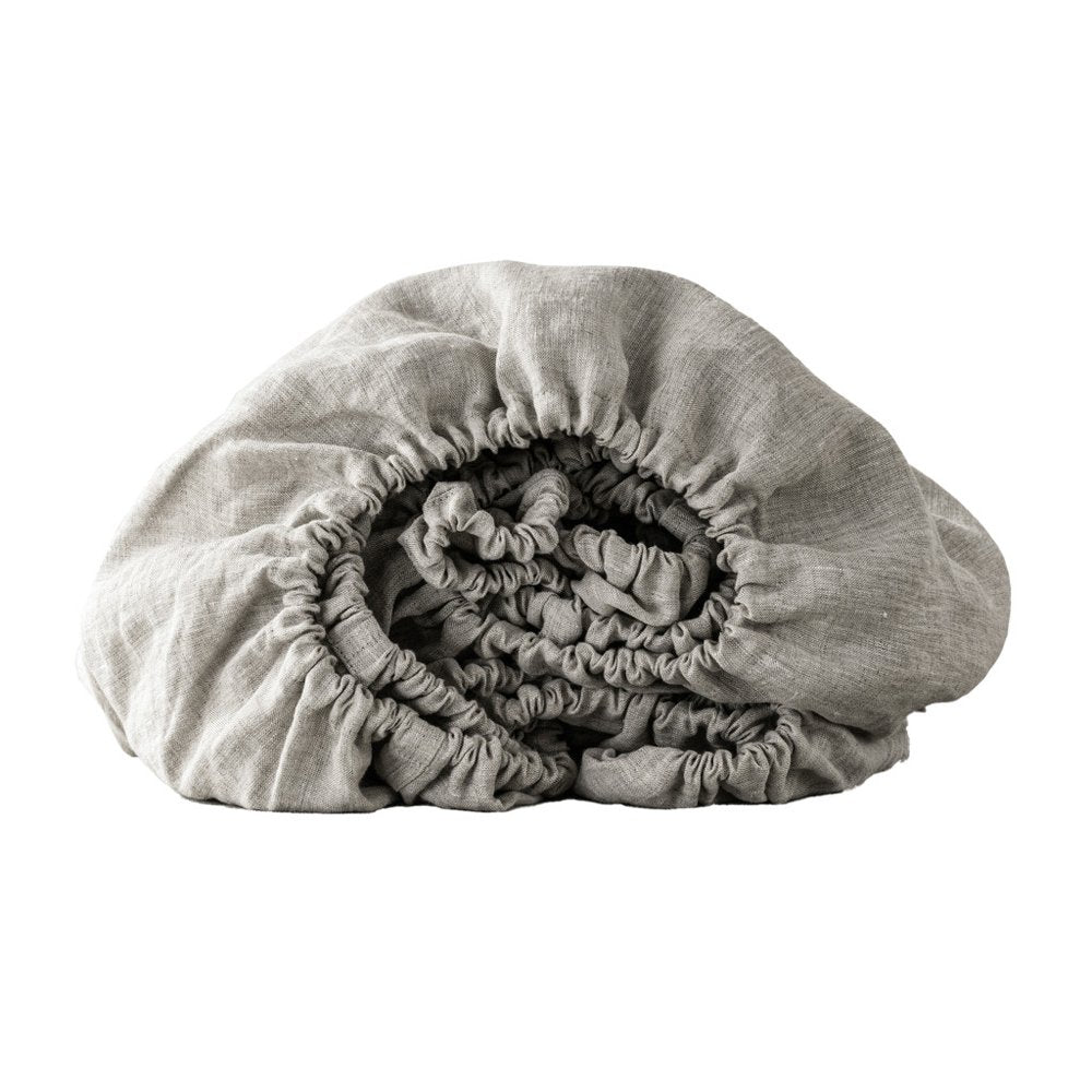 Light Gray Linen King Fitted sheet HomeRoots