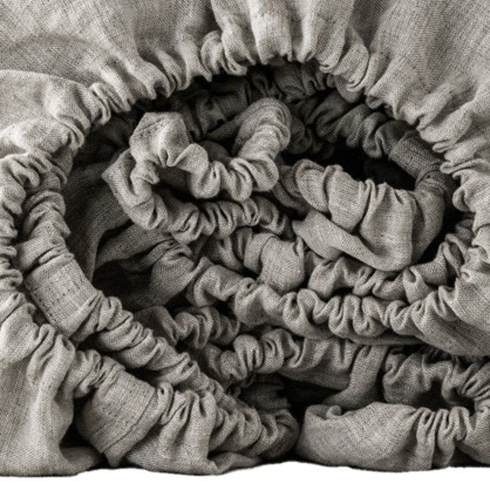 Light Gray Linen King Fitted sheet HomeRoots