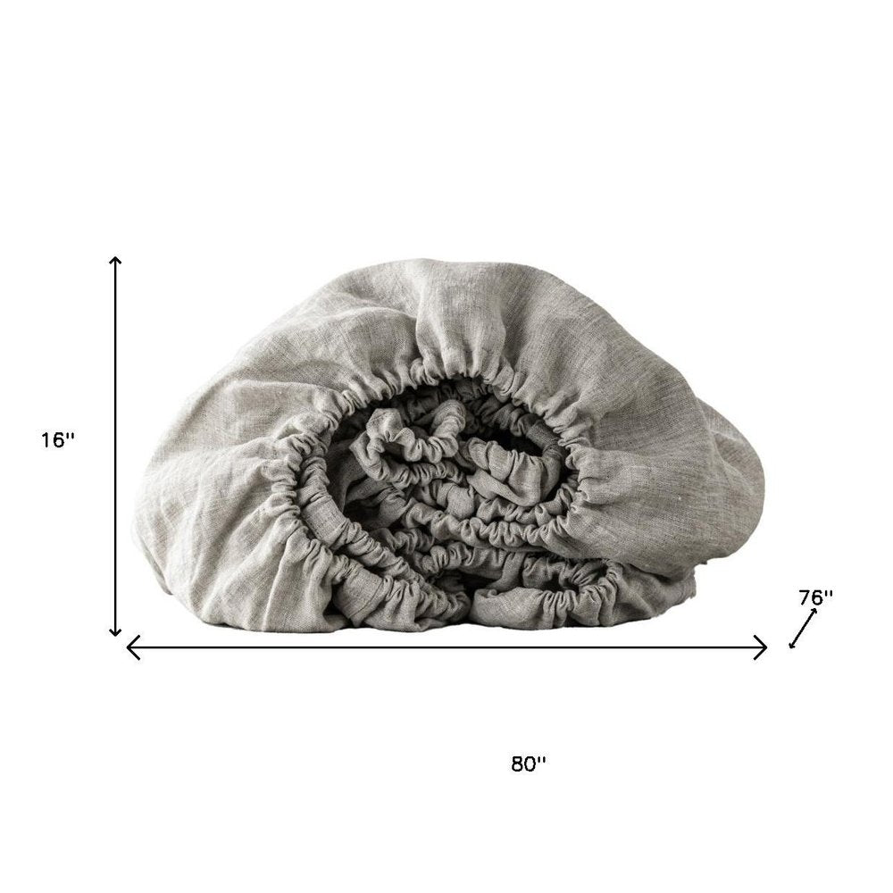 Light Gray Linen King Fitted sheet HomeRoots