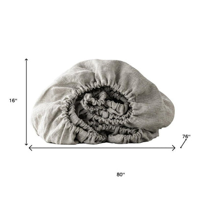 Light Gray Linen King Fitted sheet HomeRoots