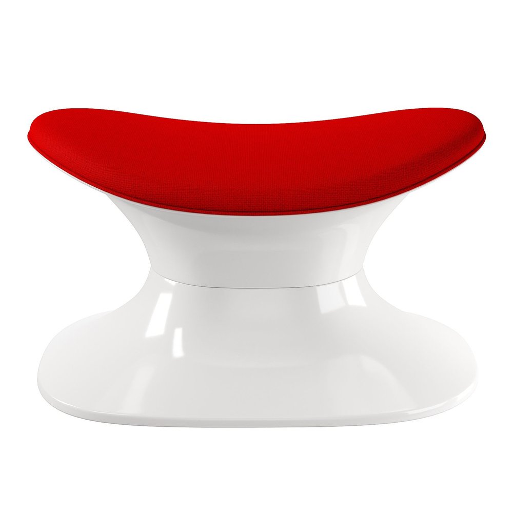21" Red and White Wool And Fiberglass Contempo Footstool Ottoman HomeRoots