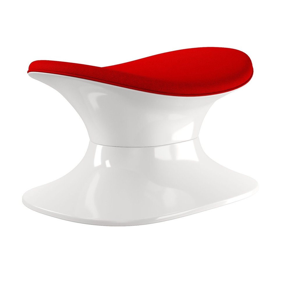 21" Red and White Wool And Fiberglass Contempo Footstool Ottoman HomeRoots