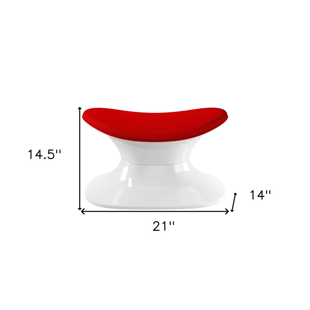 21" Red and White Wool And Fiberglass Contempo Footstool Ottoman HomeRoots