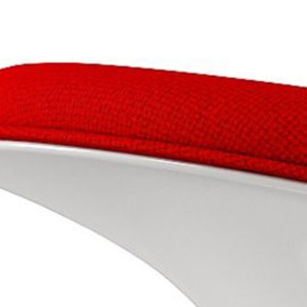 21" Red and White Wool And Fiberglass Contempo Footstool Ottoman HomeRoots