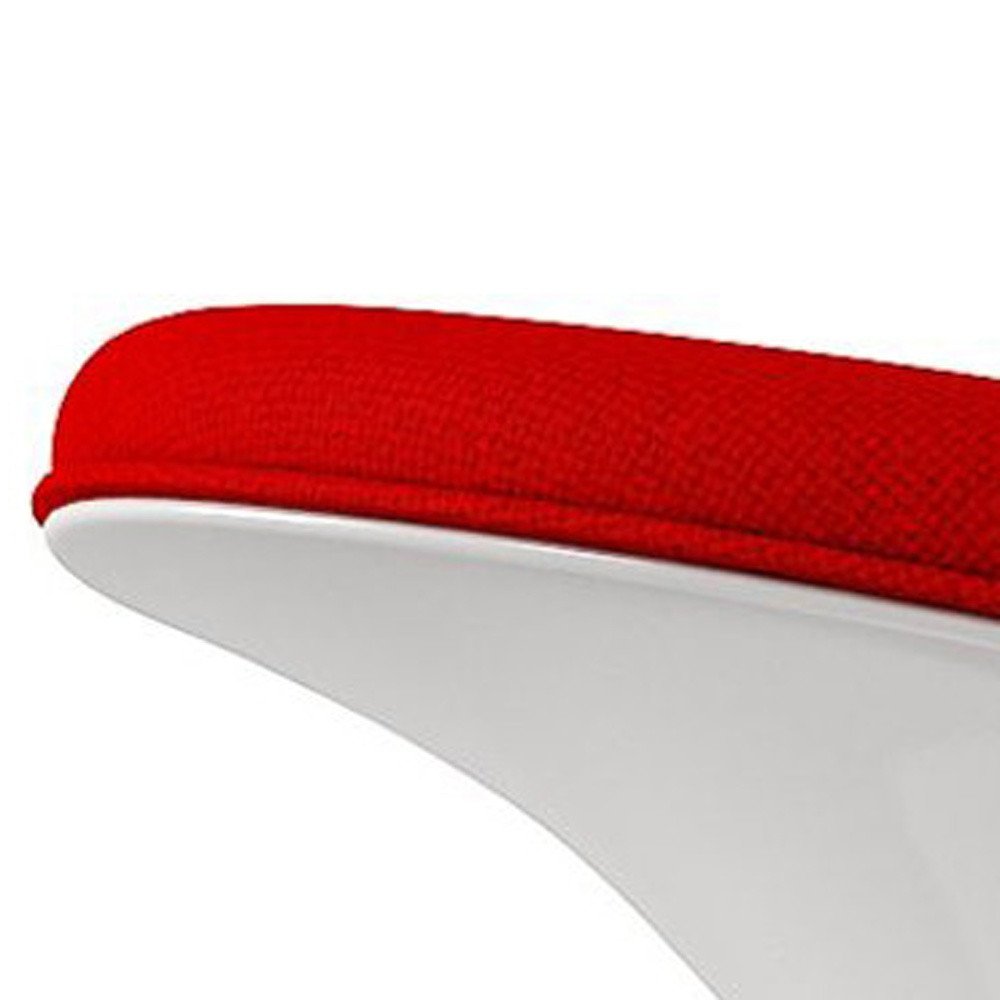 21" Red and White Wool And Fiberglass Contempo Footstool Ottoman HomeRoots