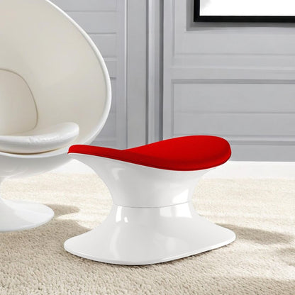 21" Red and White Wool And Fiberglass Contempo Footstool Ottoman HomeRoots
