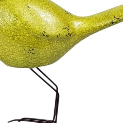Set of Three Lemongrass Green Polyresin and Metal Bird Sculptures HomeRoots