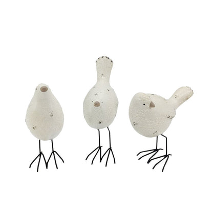 Set of Three Black and White Fabric Bird Statue Tabletop Sculpture HomeRoots
