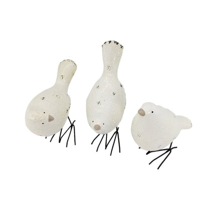 Set of Three Black and White Fabric Bird Statue Tabletop Sculpture HomeRoots