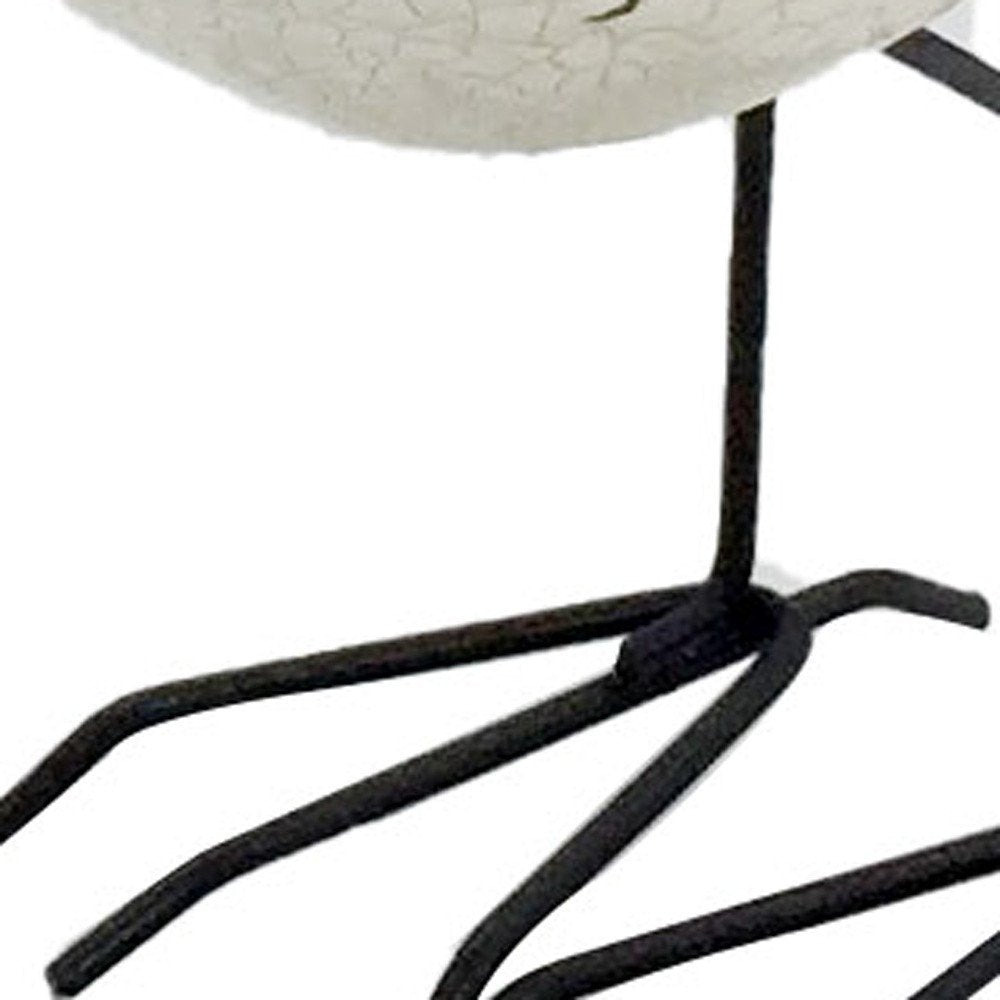 Set of Three Black and White Fabric Bird Statue Tabletop Sculpture HomeRoots