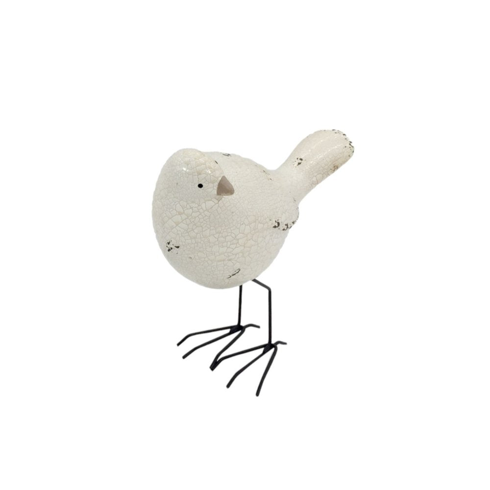 Set of Three Black and White Fabric Bird Statue Tabletop Sculpture HomeRoots