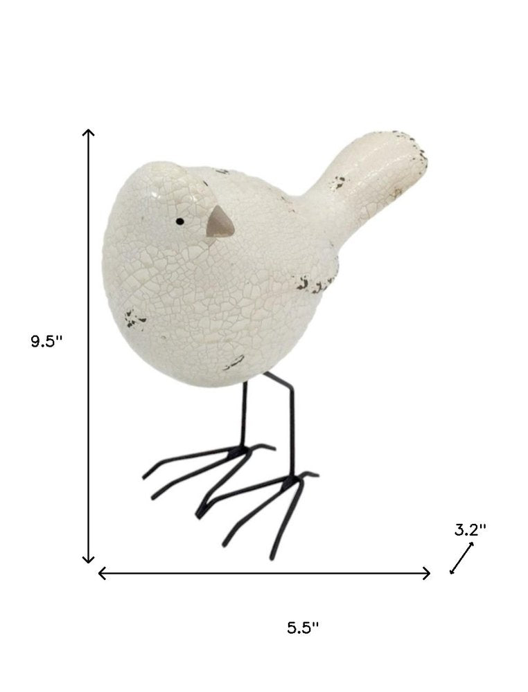 Set of Three Black and White Fabric Bird Statue Tabletop Sculpture HomeRoots