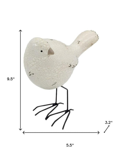 Set of Three Black and White Fabric Bird Statue Tabletop Sculpture HomeRoots