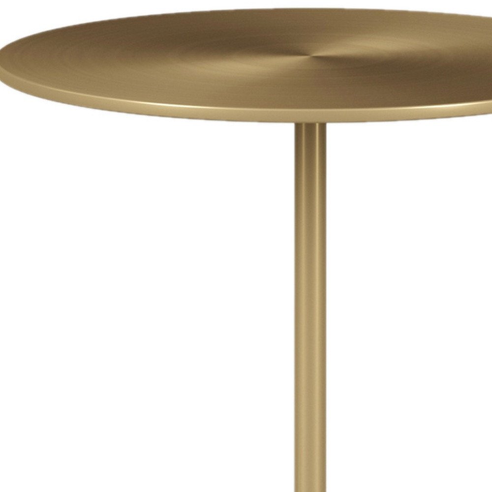 20" White And Gold Steel And Marble Round End Table HomeRoots