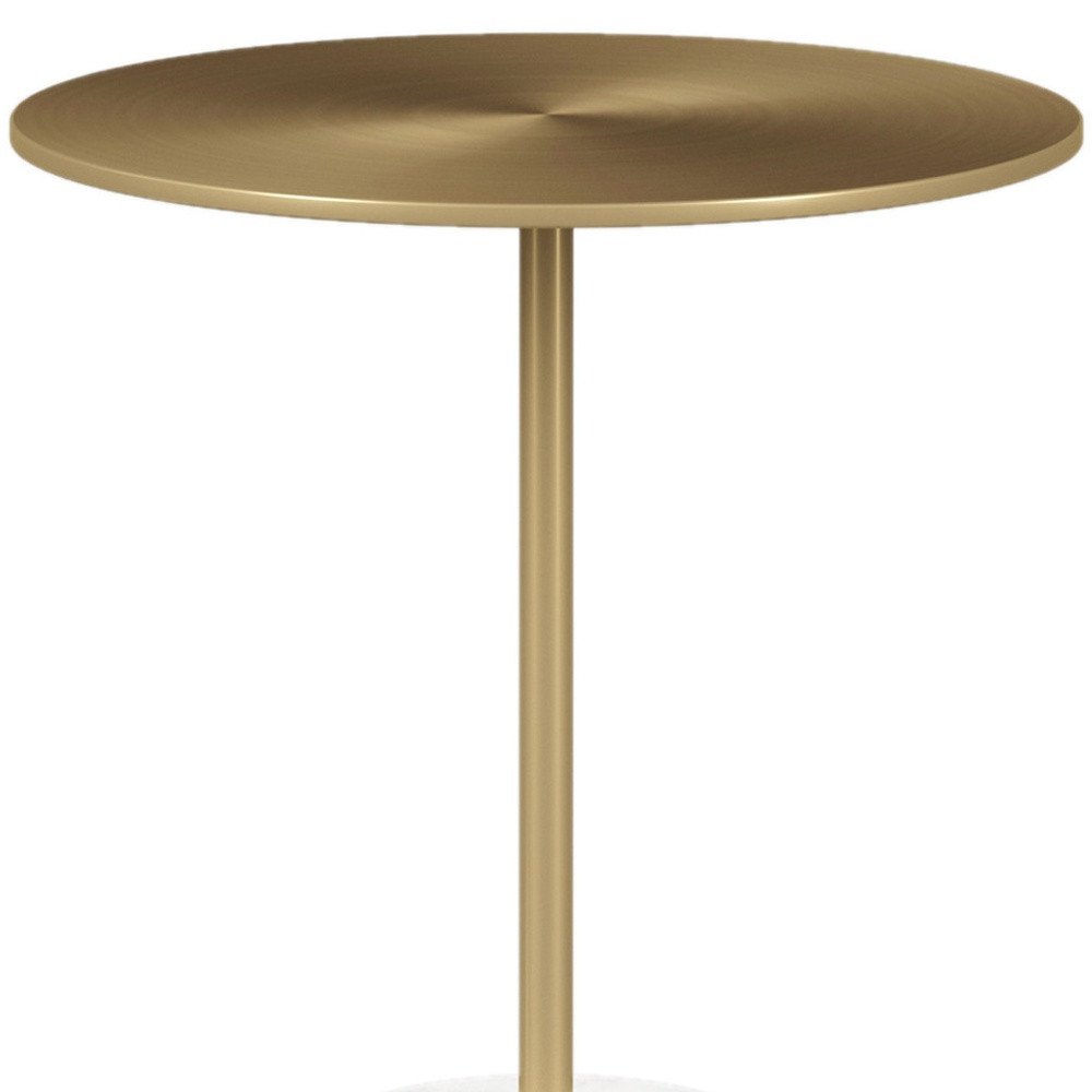 20" White And Gold Steel And Marble Round End Table HomeRoots