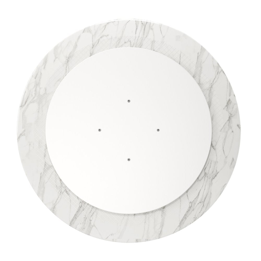40" White Rounded Stone And Metal Pedestal Base Dining Table HomeRoots