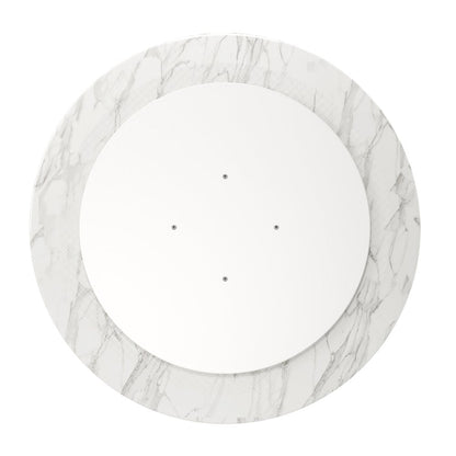 40" White Rounded Stone And Metal Pedestal Base Dining Table HomeRoots