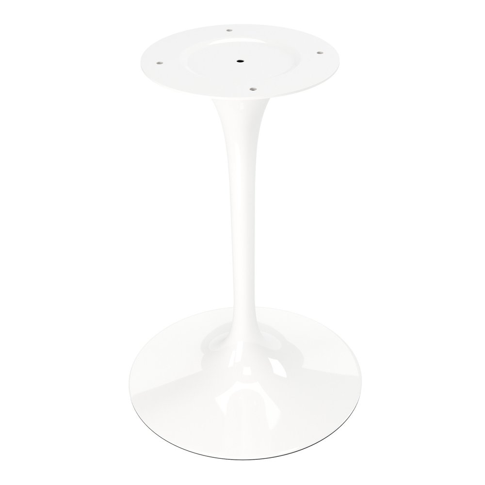 40" White Rounded Stone And Metal Pedestal Base Dining Table HomeRoots