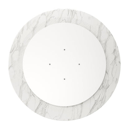 40" White And Gold Rounded Marble And Metal Pedestal Base Dining Table HomeRoots