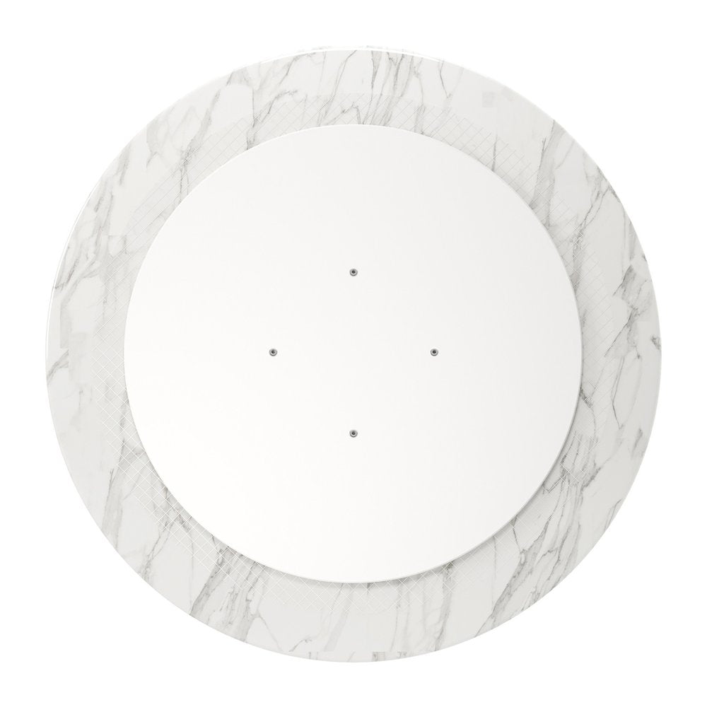 40" White And Gold Rounded Marble And Metal Pedestal Base Dining Table HomeRoots
