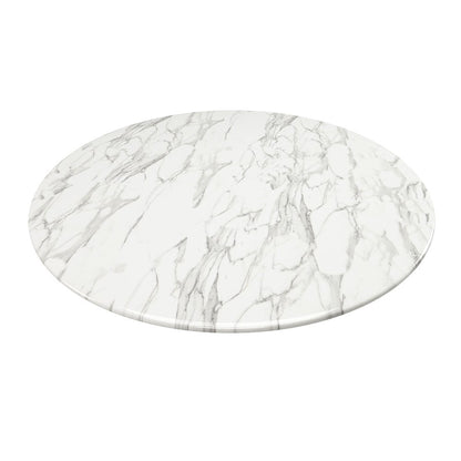 40" White And Gray Rounded Marble And Metal Pedestal Base Dining Table HomeRoots