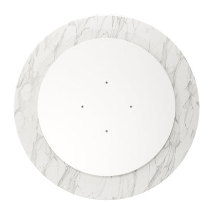 40" White And Gray Rounded Marble And Metal Pedestal Base Dining Table HomeRoots