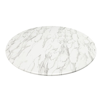 32" White And Gray Rounded Stone And Metal Pedestal Base Dining Table HomeRoots