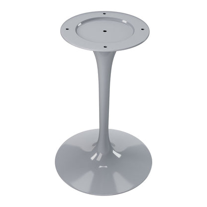 32" White And Gray Rounded Stone And Metal Pedestal Base Dining Table HomeRoots