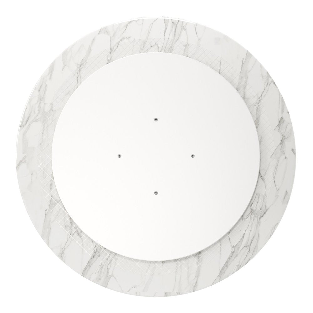 32" White And Gray Rounded Stone And Metal Pedestal Base Dining Table HomeRoots