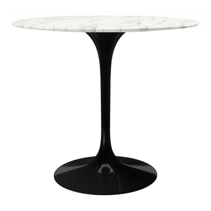 32" White And Black Marble And Metal Dining Table HomeRoots