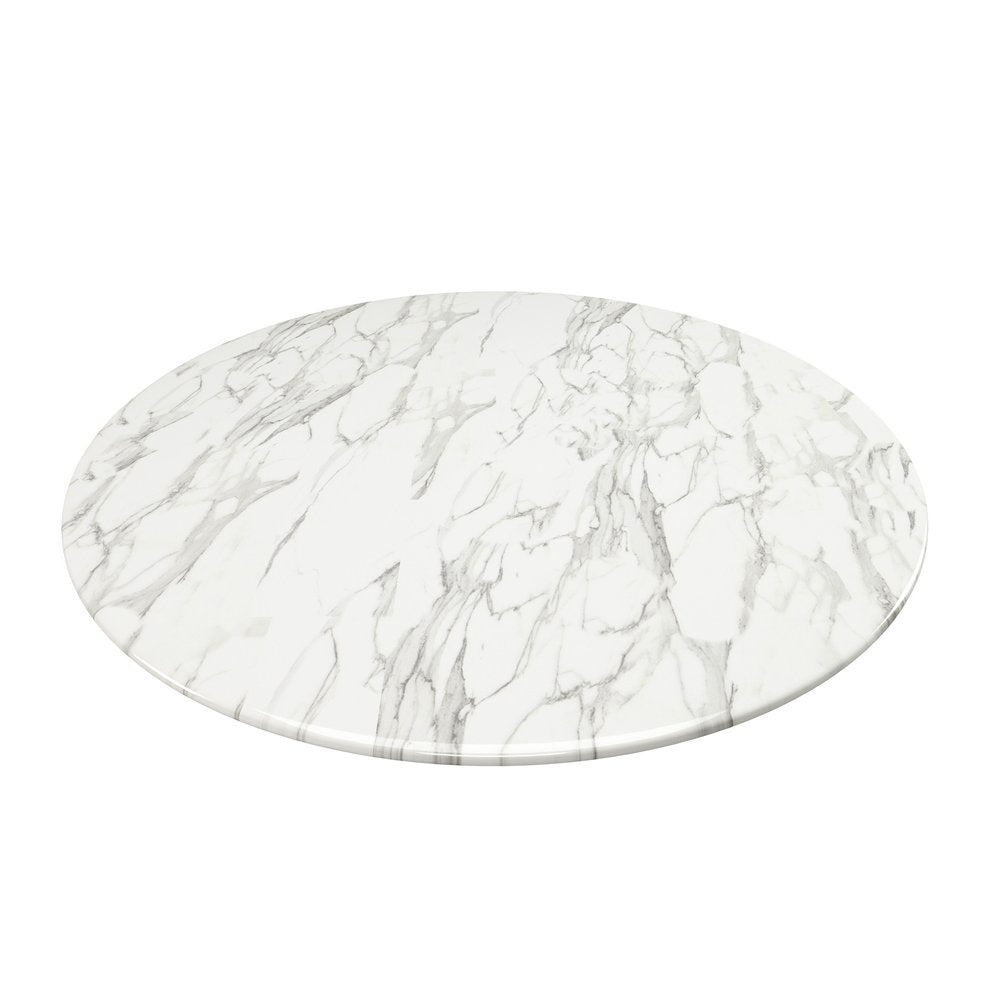 32" White And Black Marble And Metal Dining Table HomeRoots