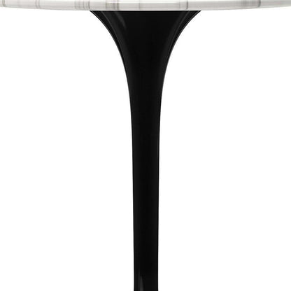 32" White And Black Marble And Metal Dining Table HomeRoots