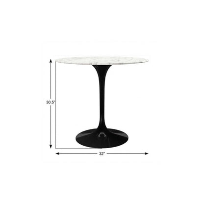 32" White And Black Marble And Metal Dining Table HomeRoots