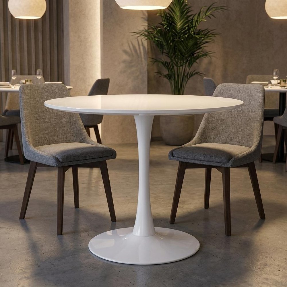 32" White And Black Marble And Metal Dining Table HomeRoots