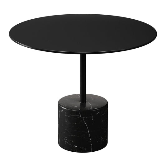17" Black Steel And Stone Round Coffee Table HomeRoots