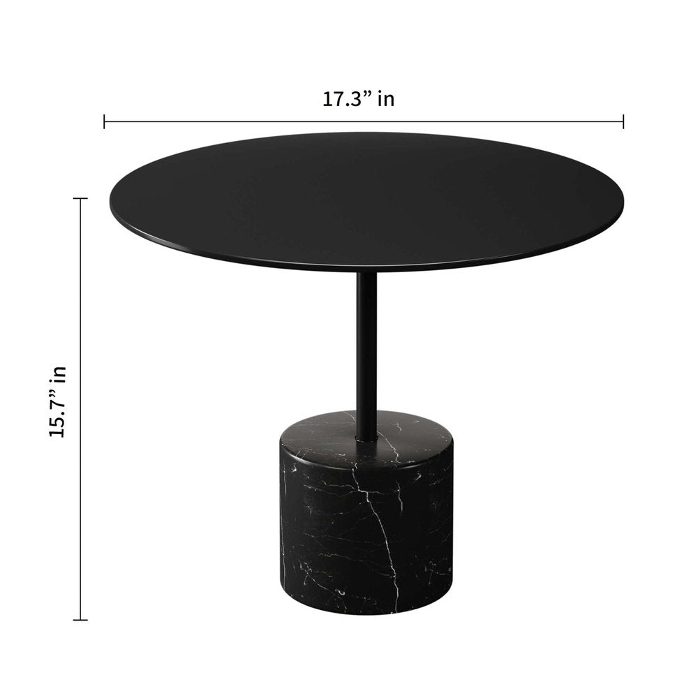 17" Black Steel And Stone Round Coffee Table HomeRoots