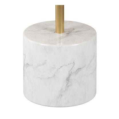 17" Gold And White Steel And Stone Round Coffee Table HomeRoots