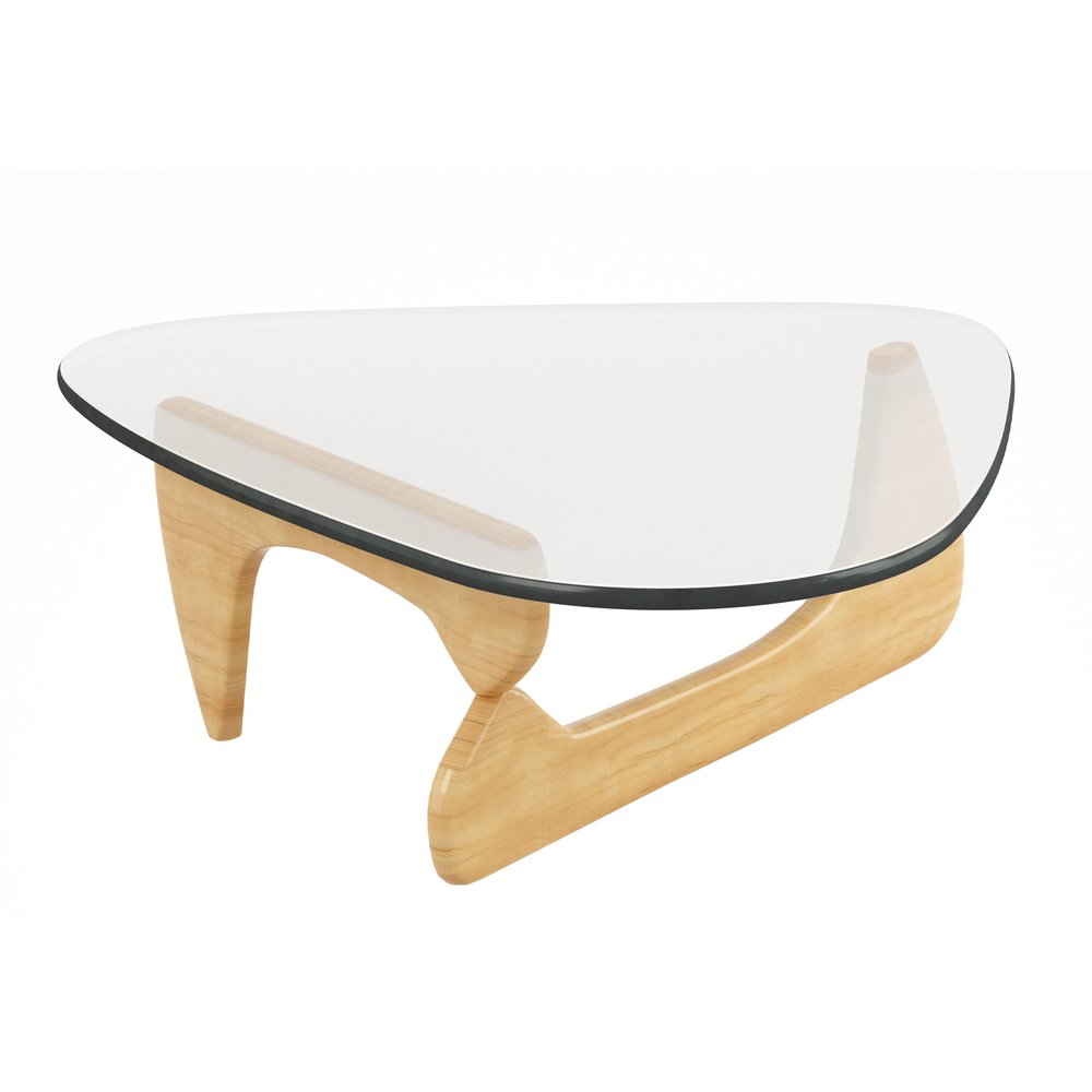 50" Clear And Natural Glass And Solid Wood Triangle Coffee Table HomeRoots