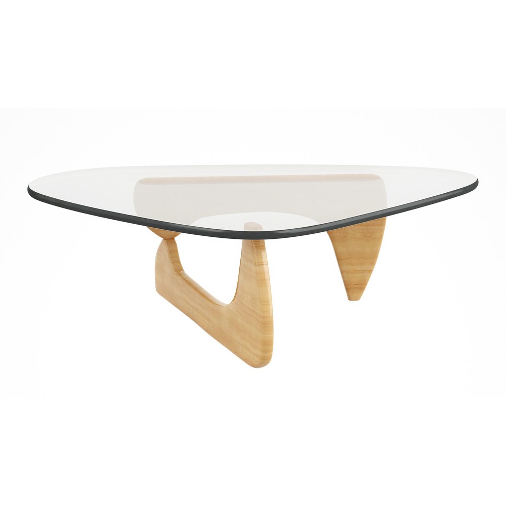 50" Clear And Natural Glass And Solid Wood Triangle Coffee Table HomeRoots