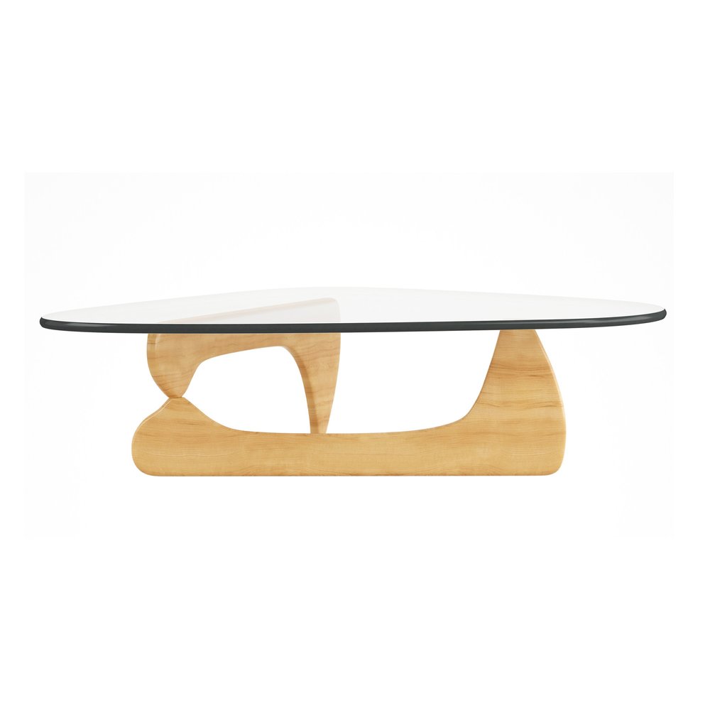 50" Clear And Natural Glass And Solid Wood Triangle Coffee Table HomeRoots