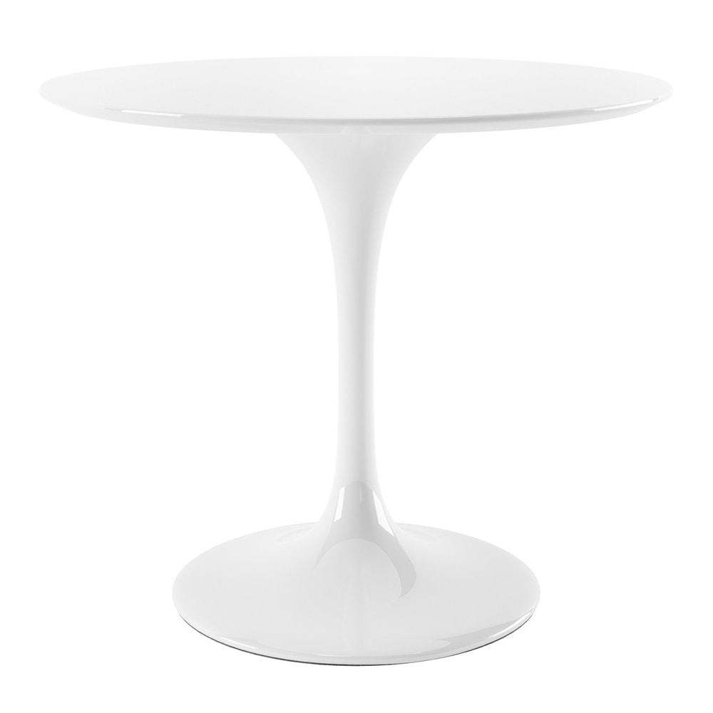 36" White Fiberglass And Metal Dining Table HomeRoots