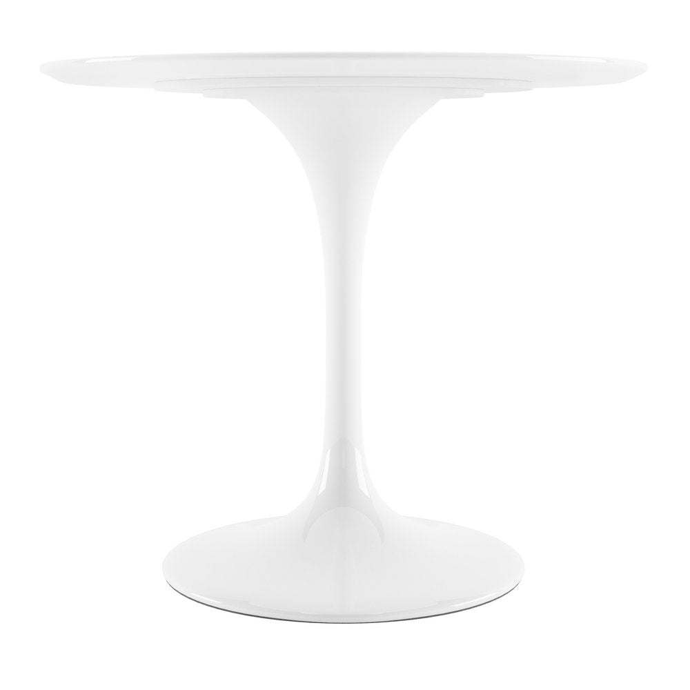 36" White Fiberglass And Metal Dining Table HomeRoots