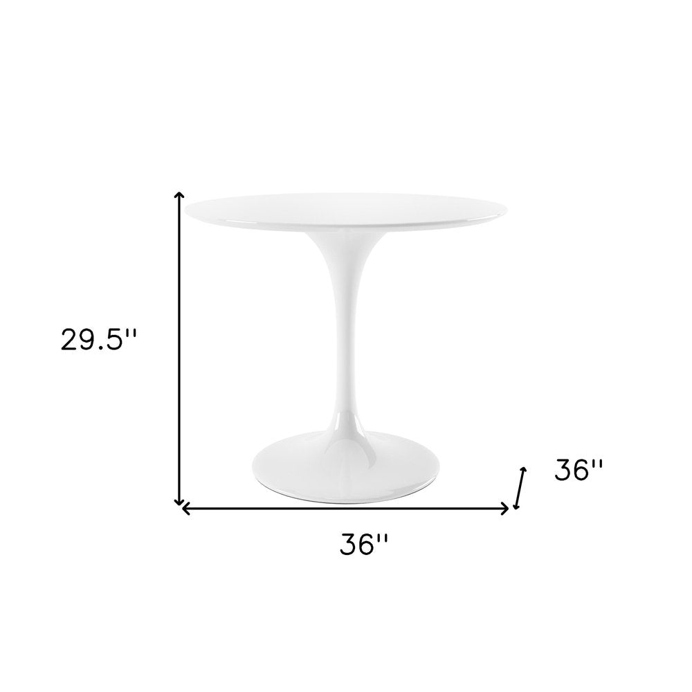 36" White Fiberglass And Metal Dining Table HomeRoots