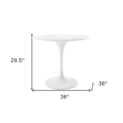 36" White Fiberglass And Metal Dining Table HomeRoots