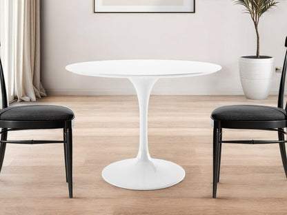 42" White Fiberglass And Metal Dining Table HomeRoots