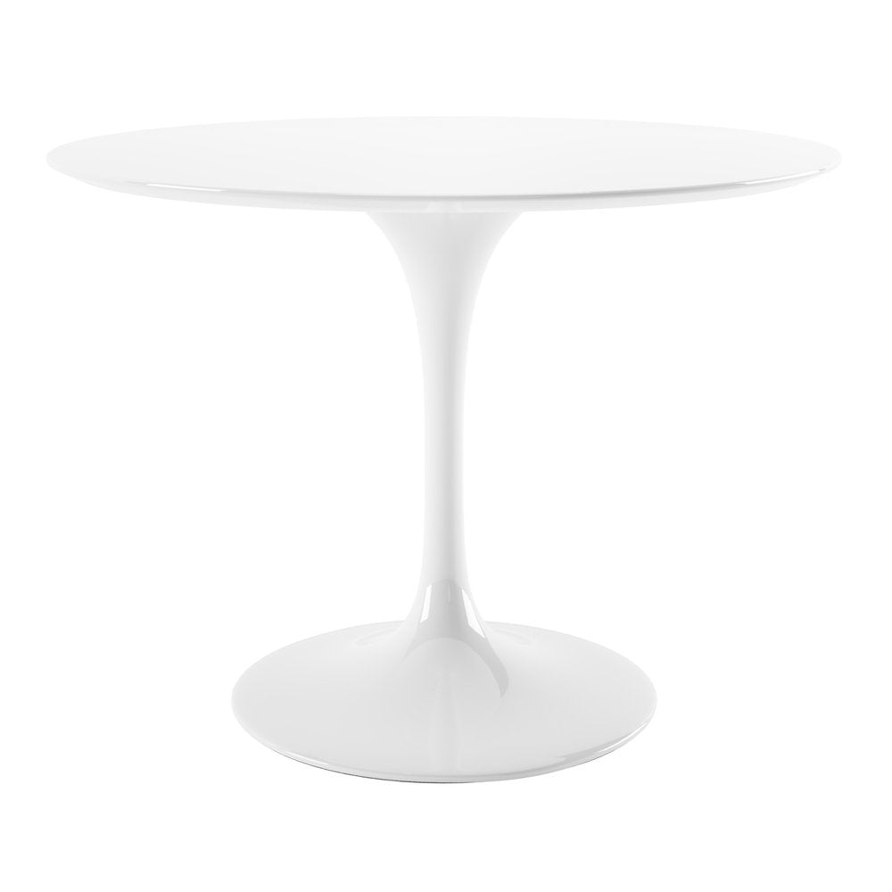 42" White Fiberglass And Metal Dining Table HomeRoots